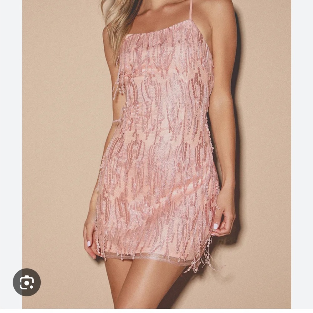 Lulu's Blush Pink Sequin Mini Dress